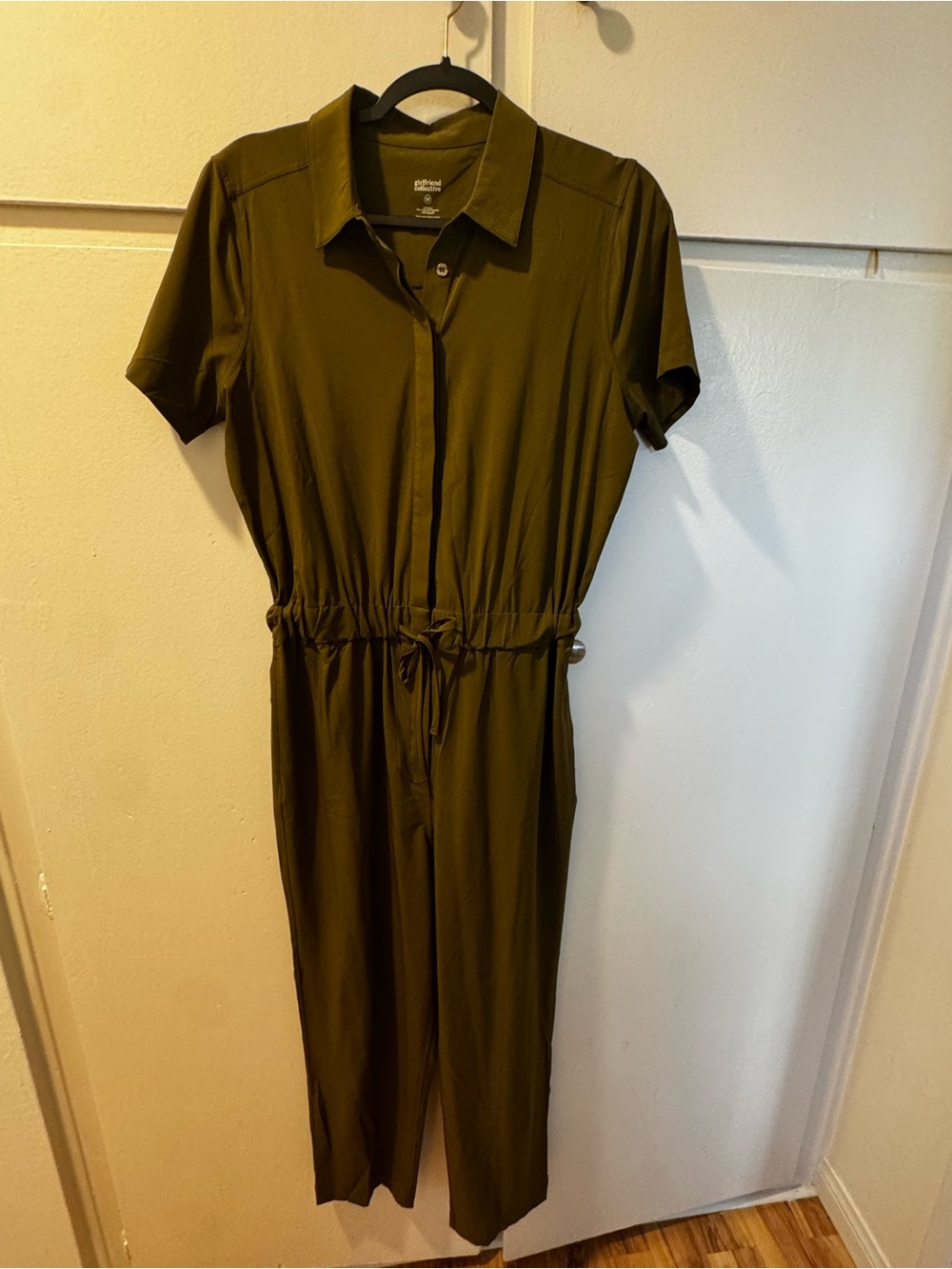 Girlfriend Collective Olive Green Short Sleeve Jumpsuit